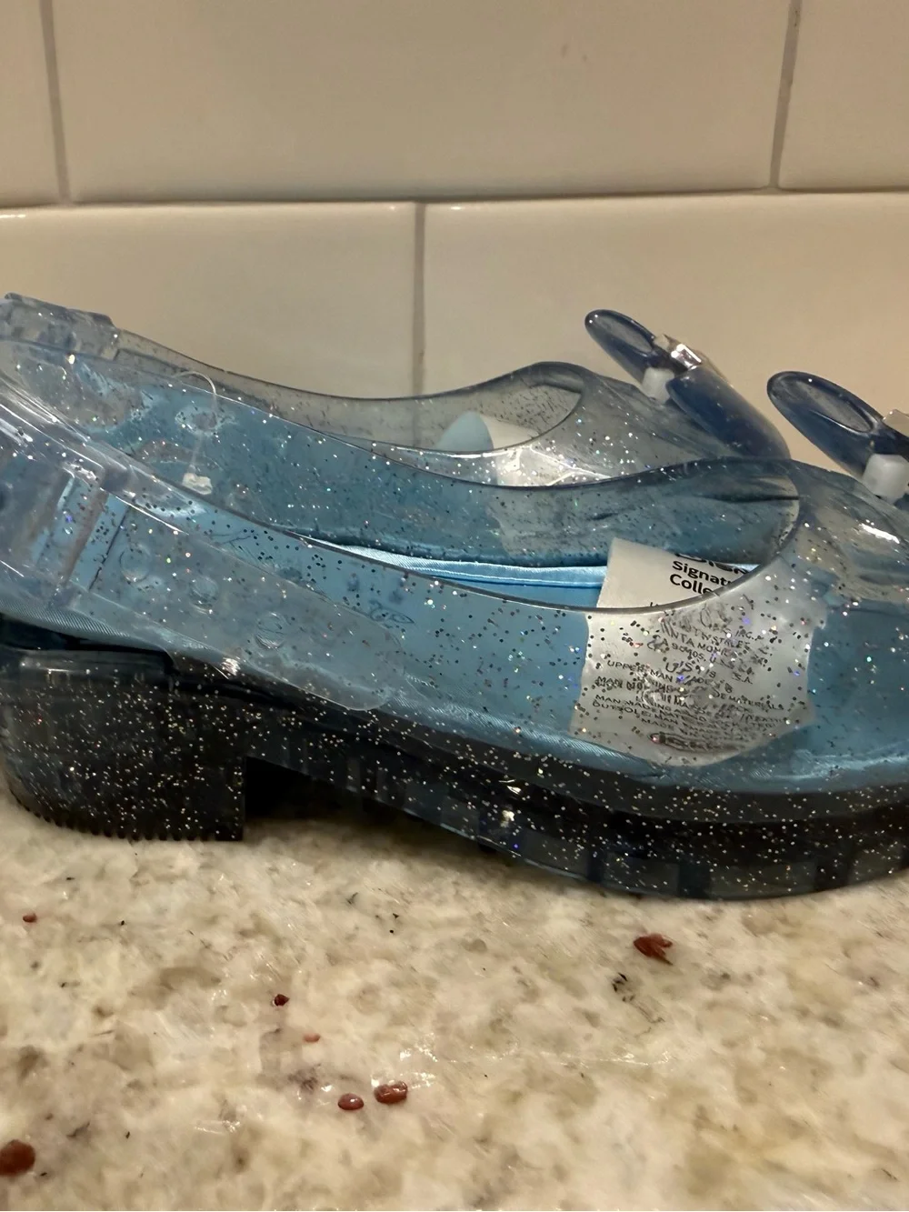 Cinderella Girls' Sparkle Jelly Slingback Light Up Shoes with Gem Bow - NWOT